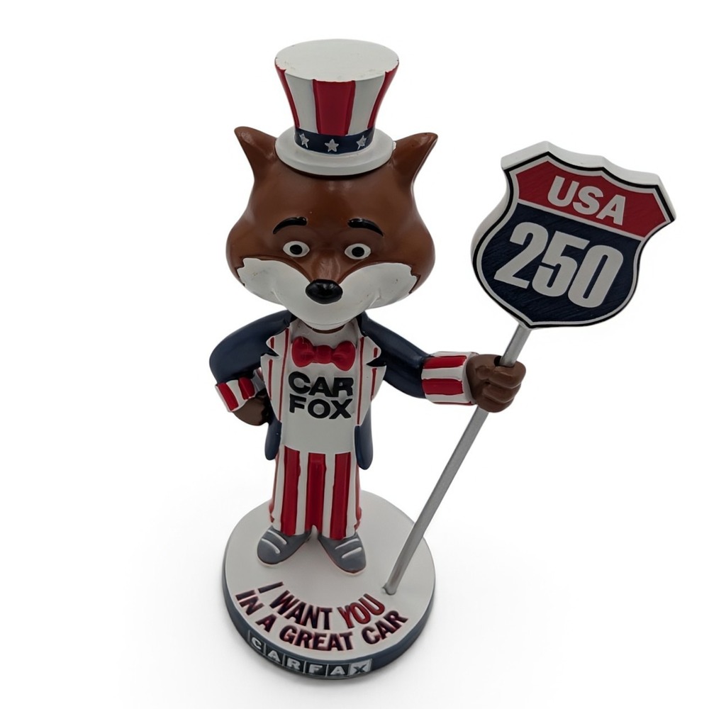 CARFAX Car Fox Uncle Sam Bobblehead USA 250th Edition w/ Original Box